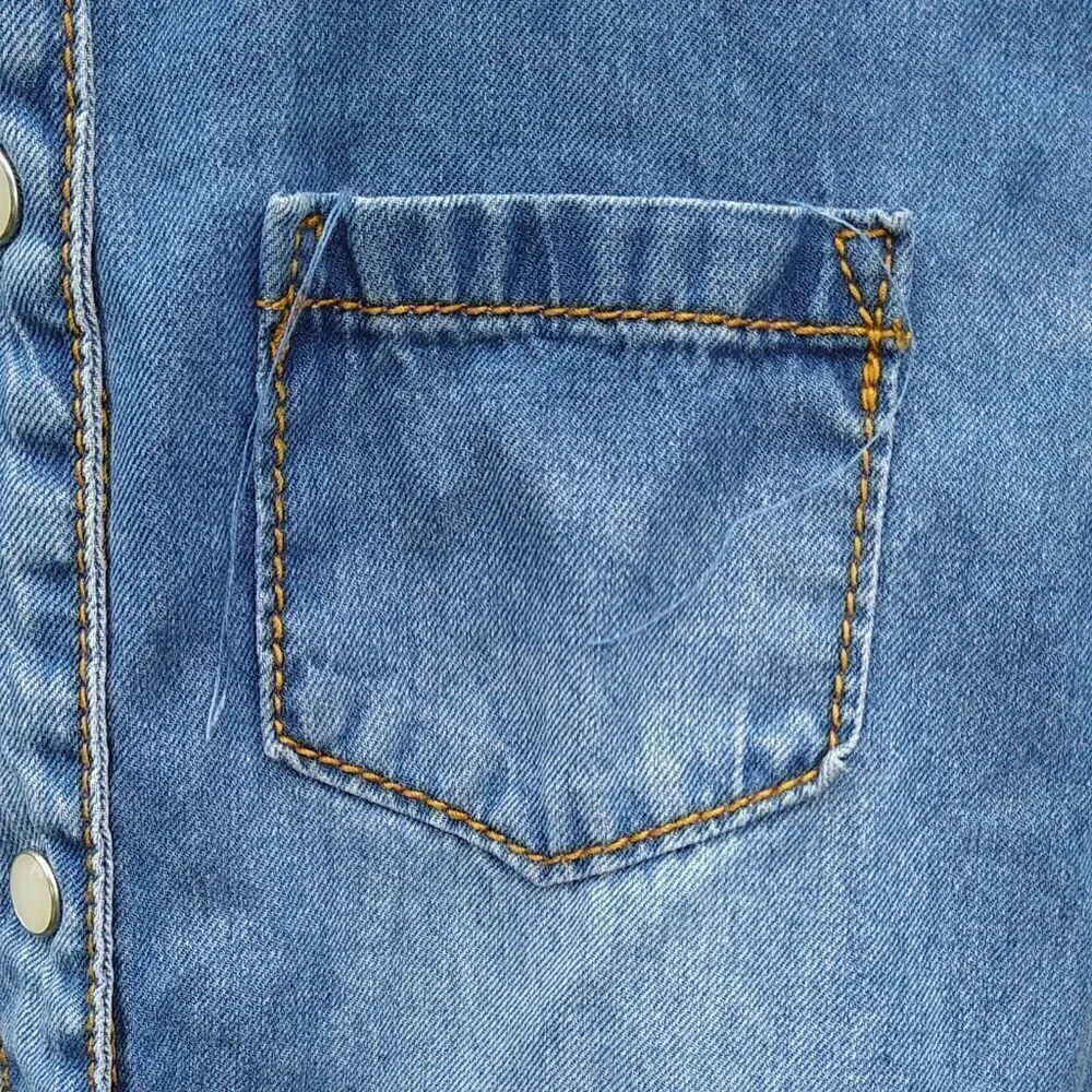 Girl's Carter's Blue Denim Button Up Dress with Pocket & Belt Loops - 6